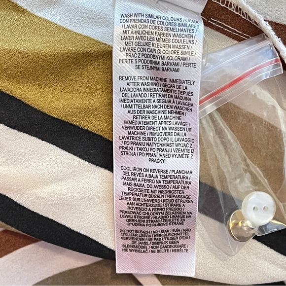 Green Olive White Stripe Long Button-down Blouse 6 - Picture 12 of 16